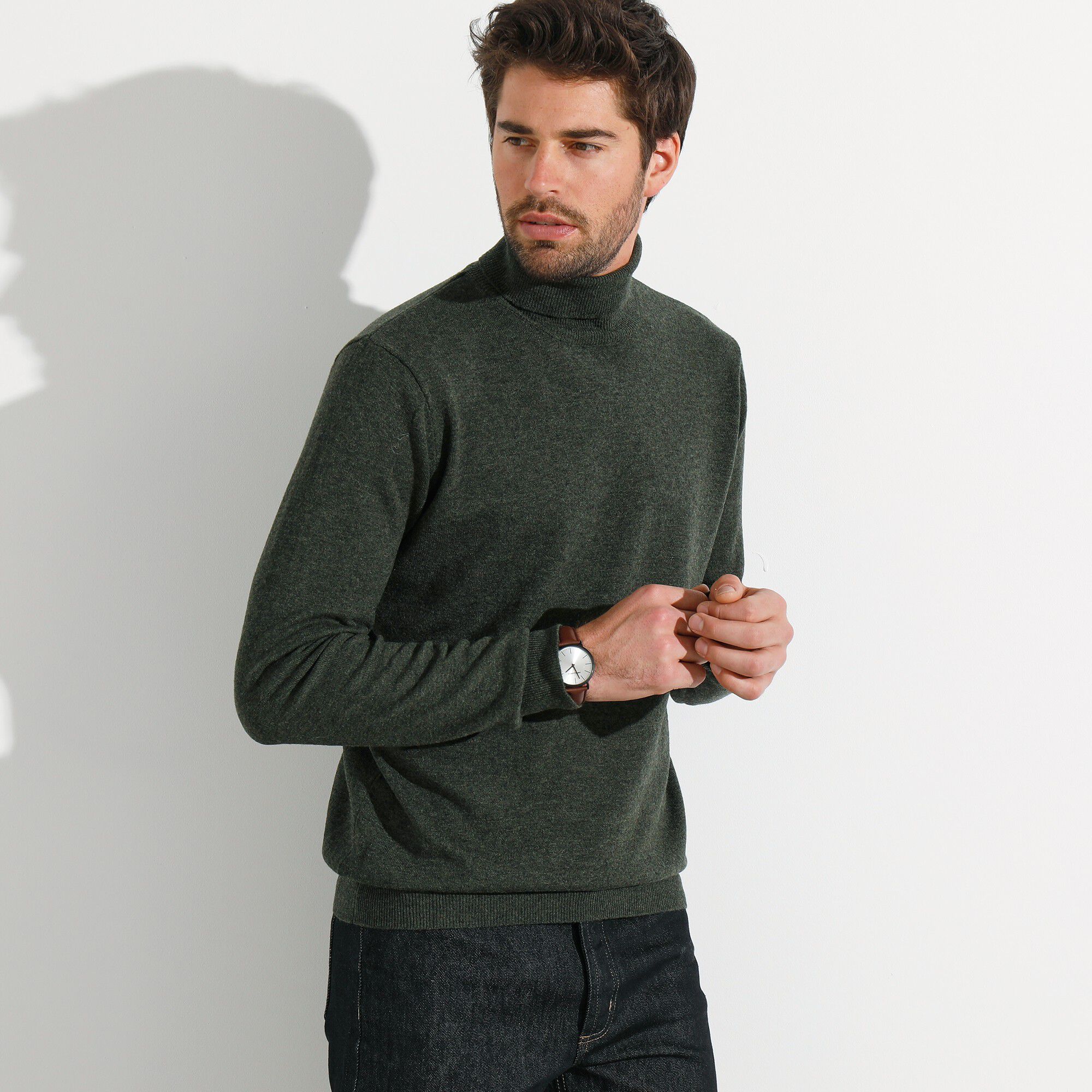 Pull col roulé en laine mélangée