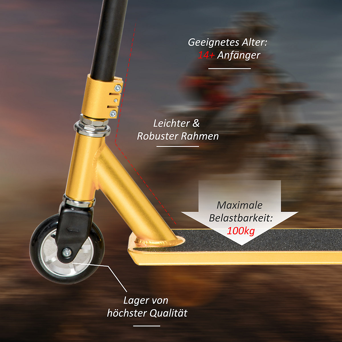 Stuntscooter mit dem 360° drehbaren Lenker