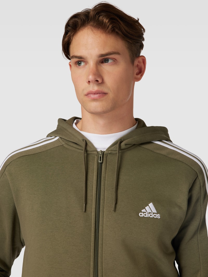 Sweatjacke mit Kapuze und Label-Stitching in olivgrün
