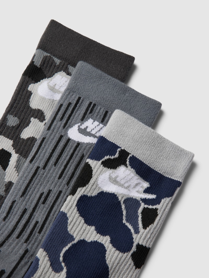 Socken mit Allover-Muster Modell 'EVERYDAY' im 3er-Pack in dunkelgrau