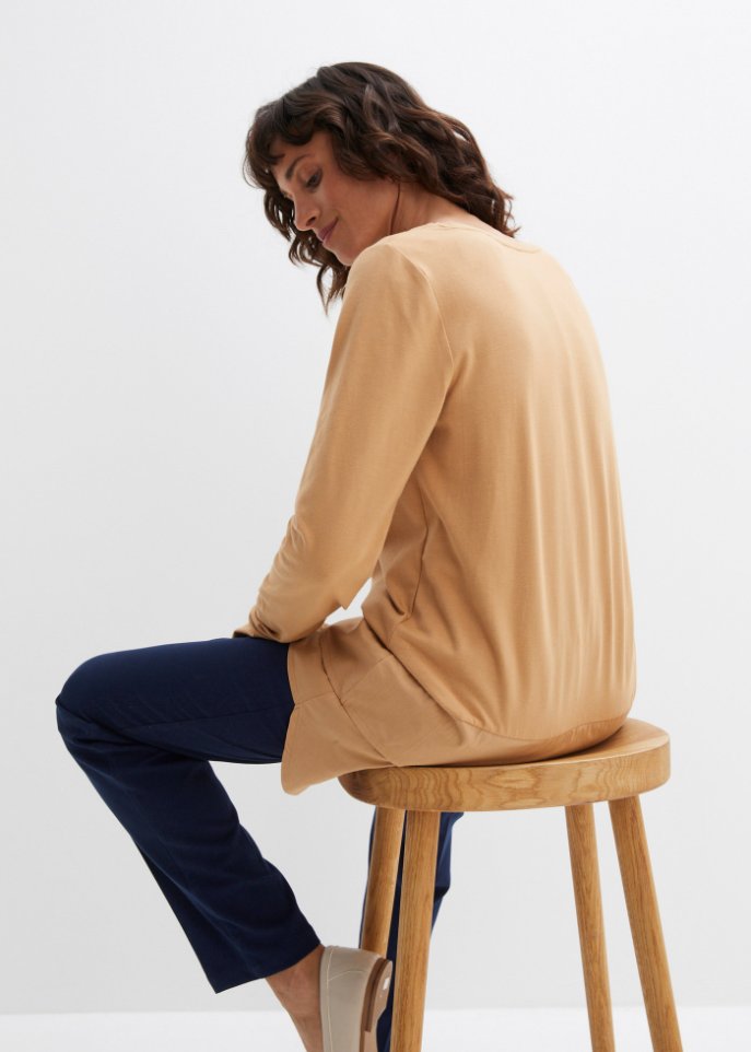 Longshirt mit Bluseneinsatz