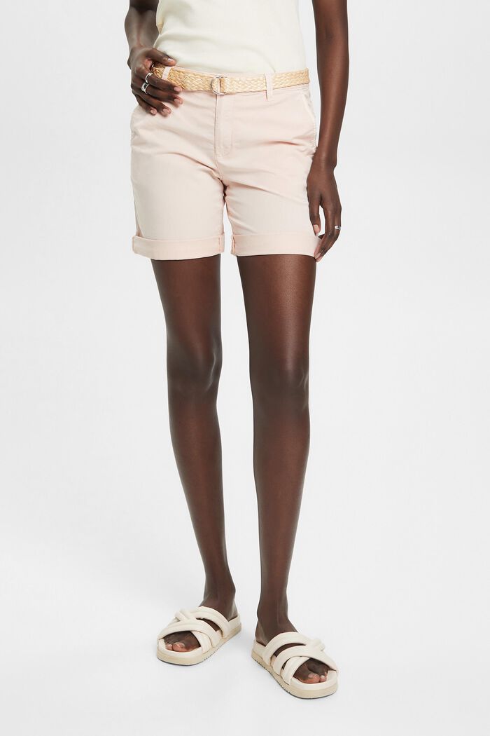 Shorts mit Raffia-Flechtgürtel