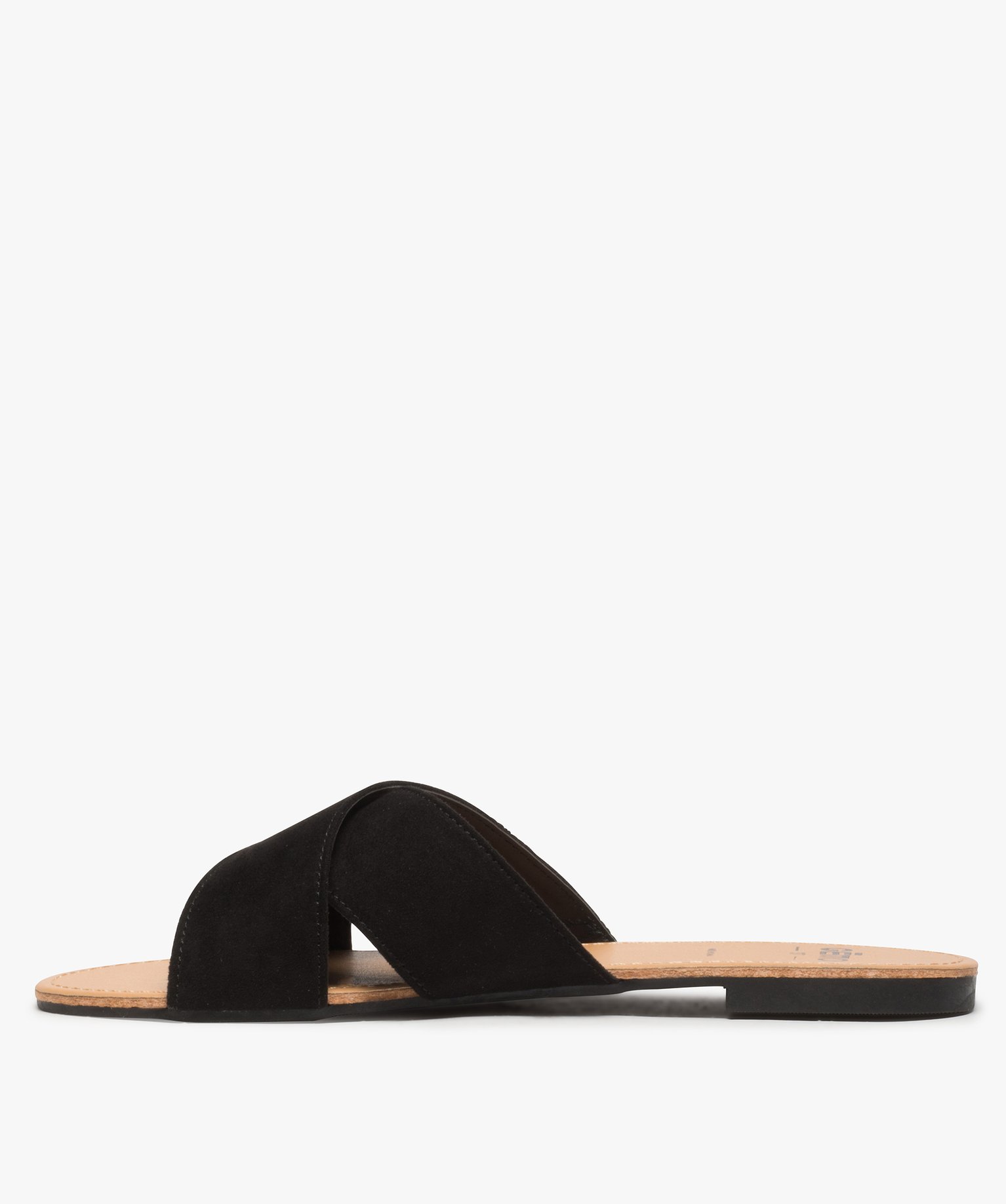 Sandales femme à larges brides croisées souples noir | GEMO