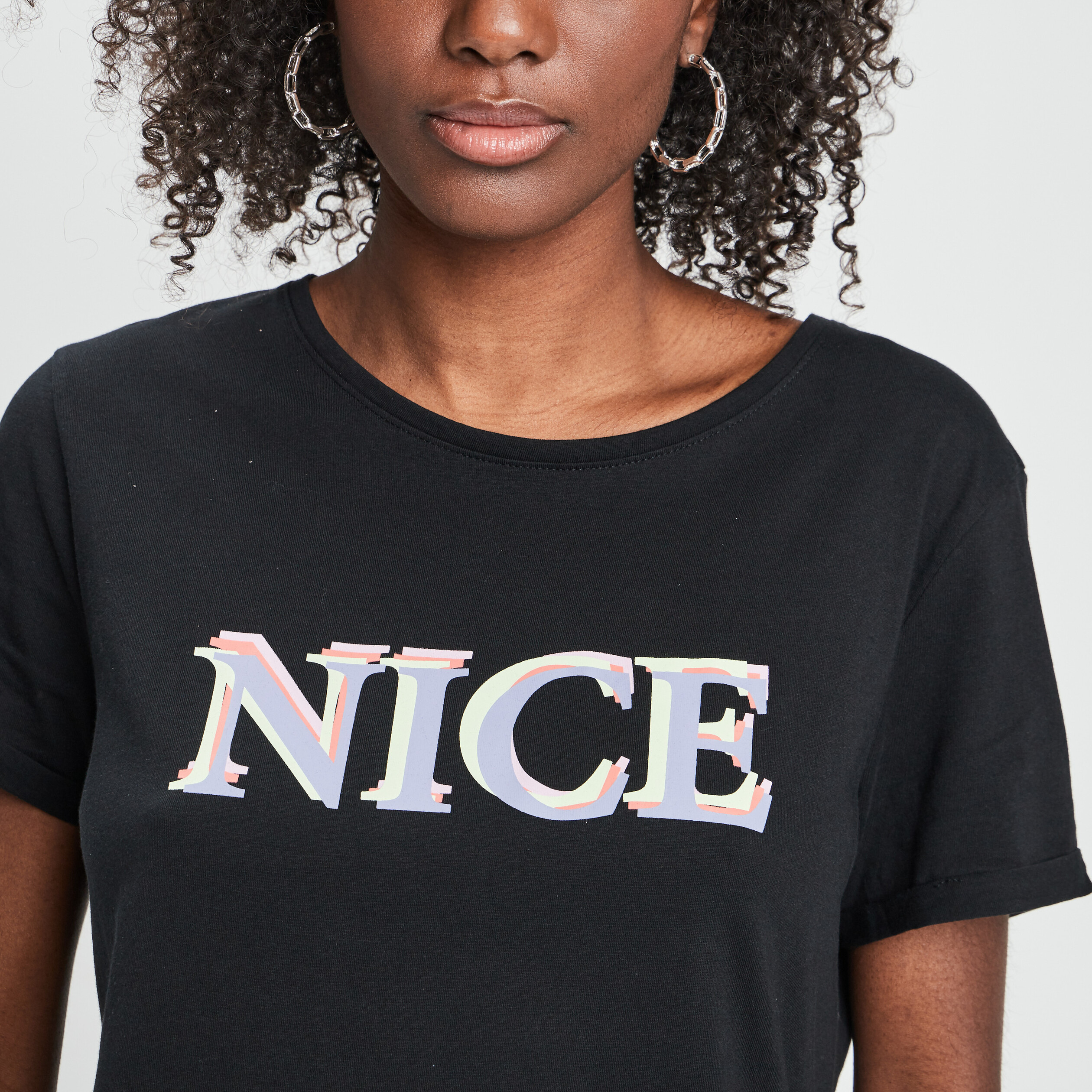 T-shirt manches courtes noir femme | La Halle