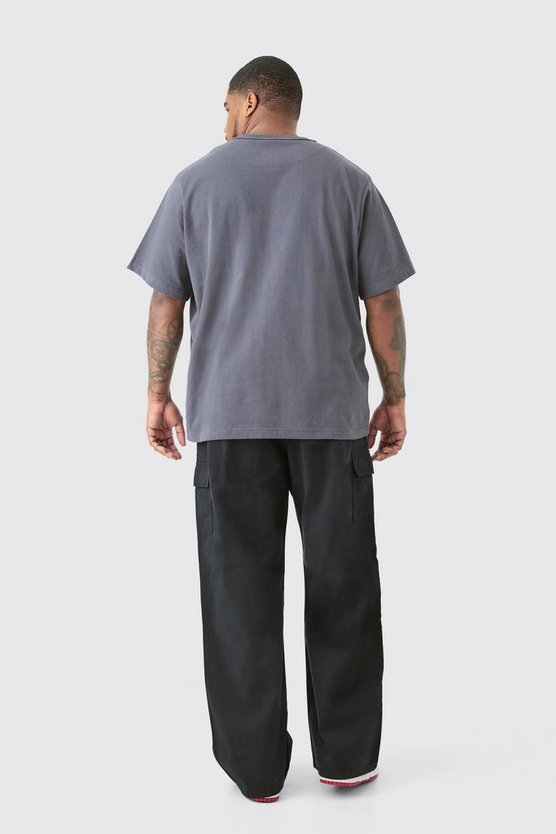 Plus lockere Twill-Cargohose mit elastischem Bund