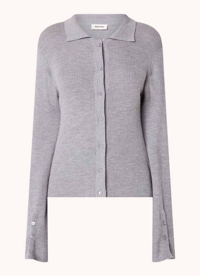 Maglia a coste in lana con colletto Modström