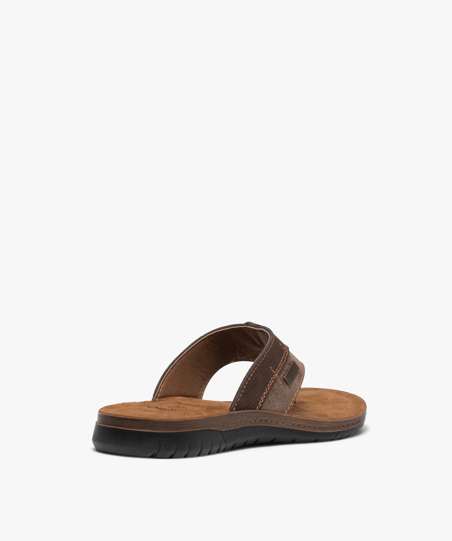Tongs homme confort à semelle en cuir marron | GEMO