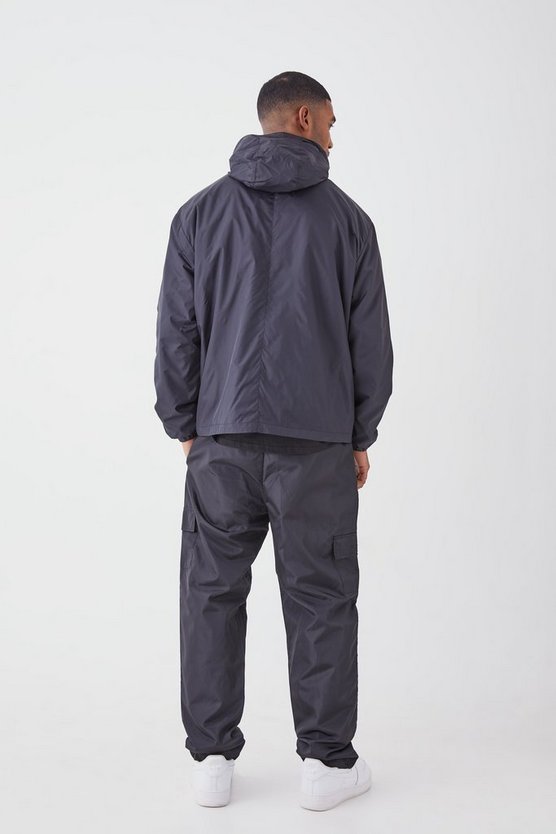 Tall Oversize Colorblock Regenjacke mit Reißverschluss