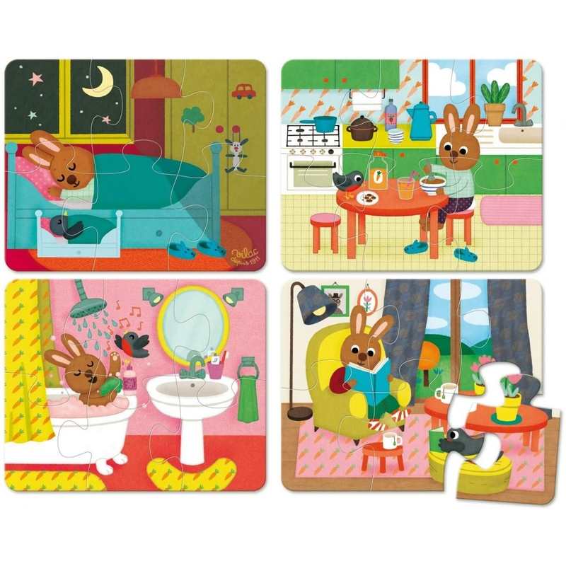4 Puzzles de la maison coffret bois
