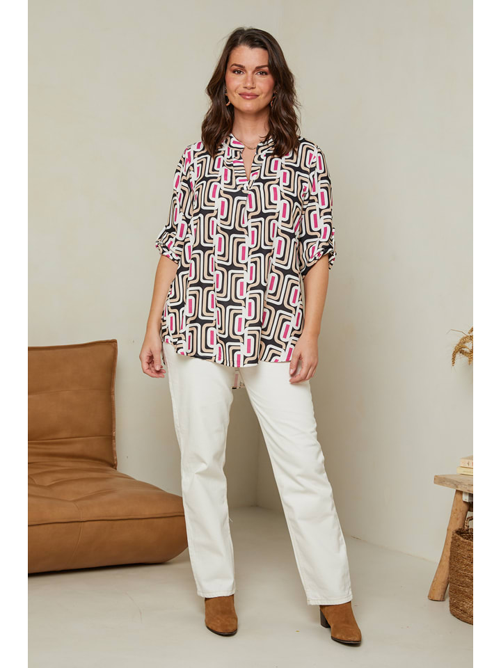 Curvy Lady Bluse in Schwarz/ Weiß günstig kaufen