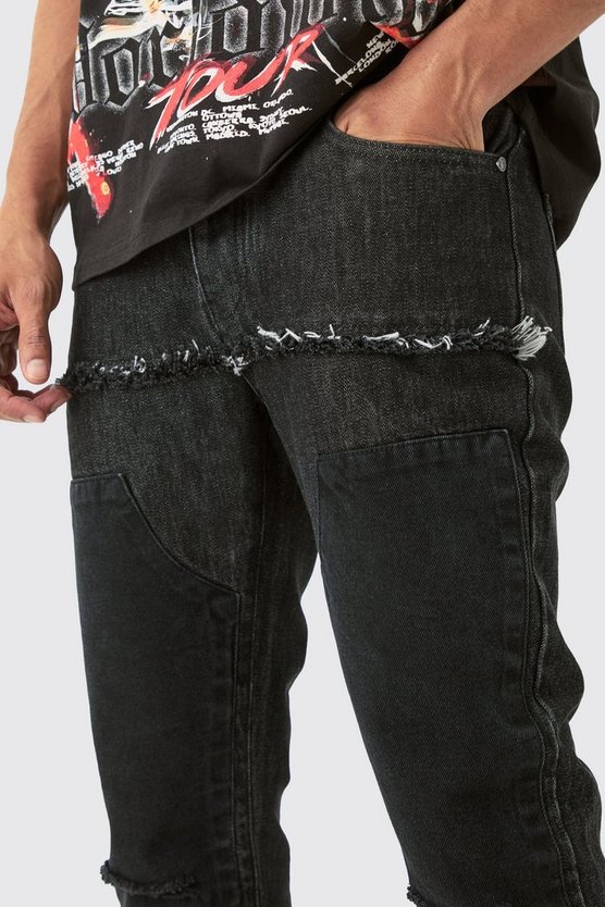 Zerrissene Slim-Fit Jeans in Schwarz