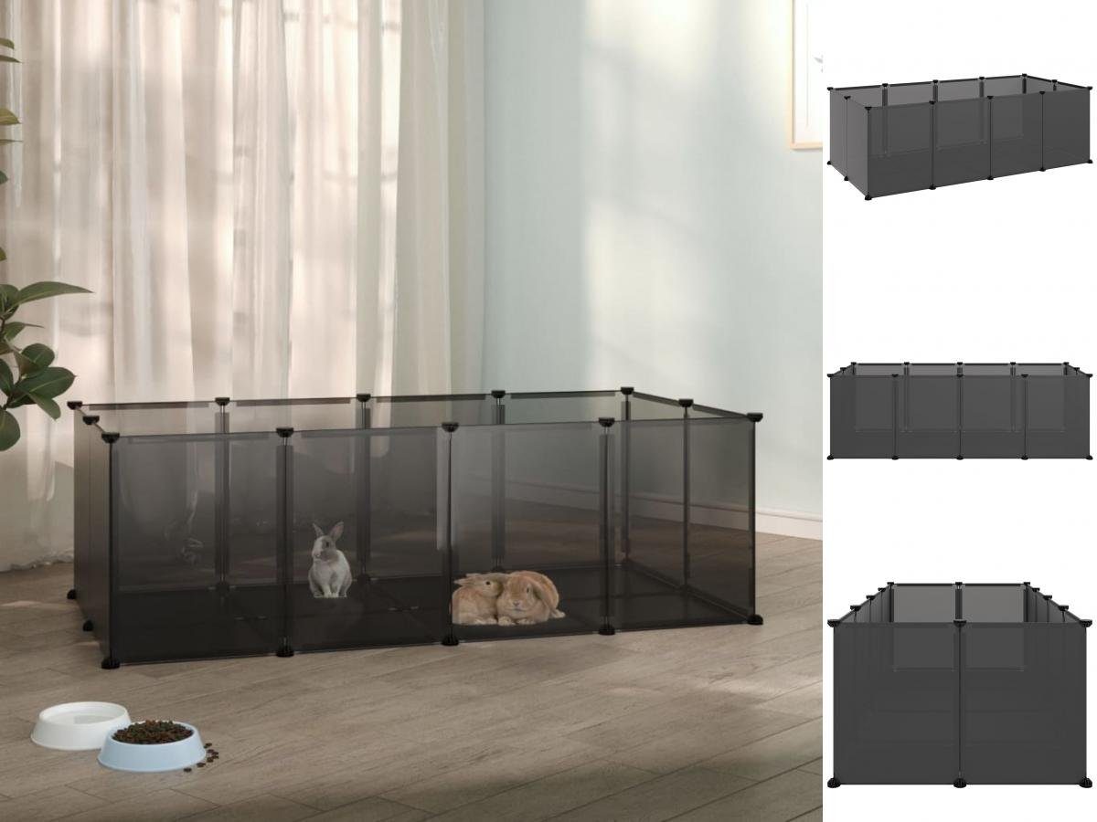 vidaXL Kleintierkäfig Kleintierkäfig Schwarz 144x74x46,5 cm PP und Stahl Hasen Kaninchen Ham