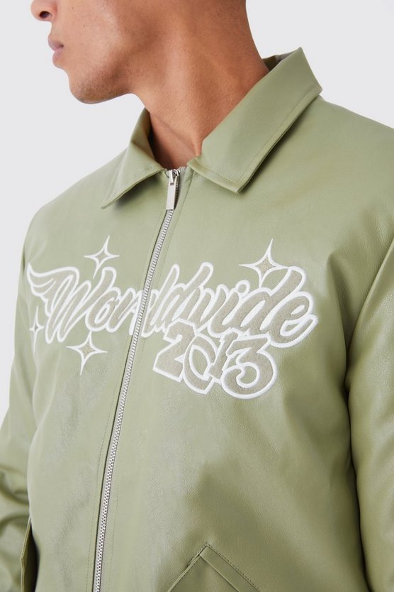 Worldwide Bomberjacke mit PU-Kragen