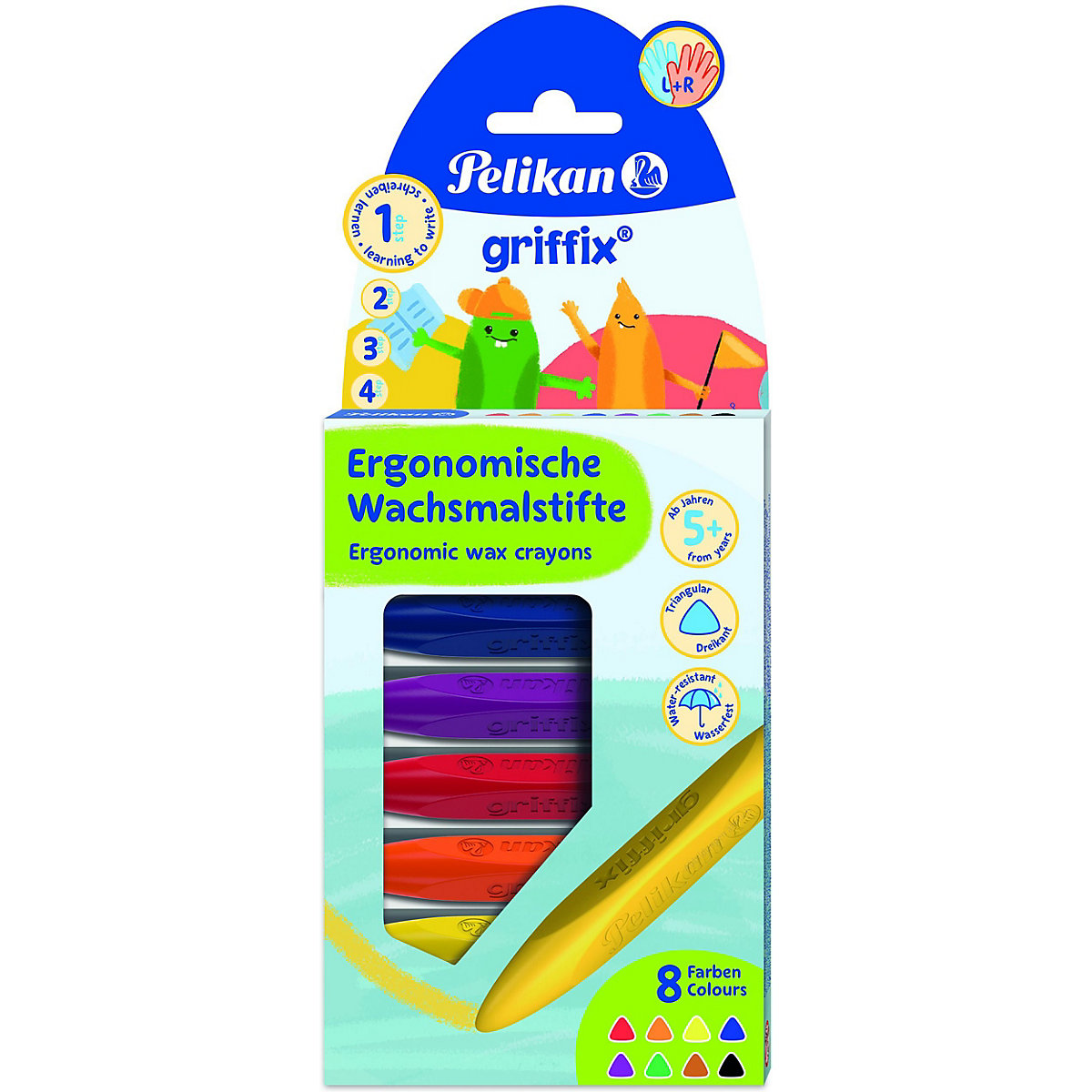 griffix Wachsmalstifte ergonomisch Dreikant, 8 Farben