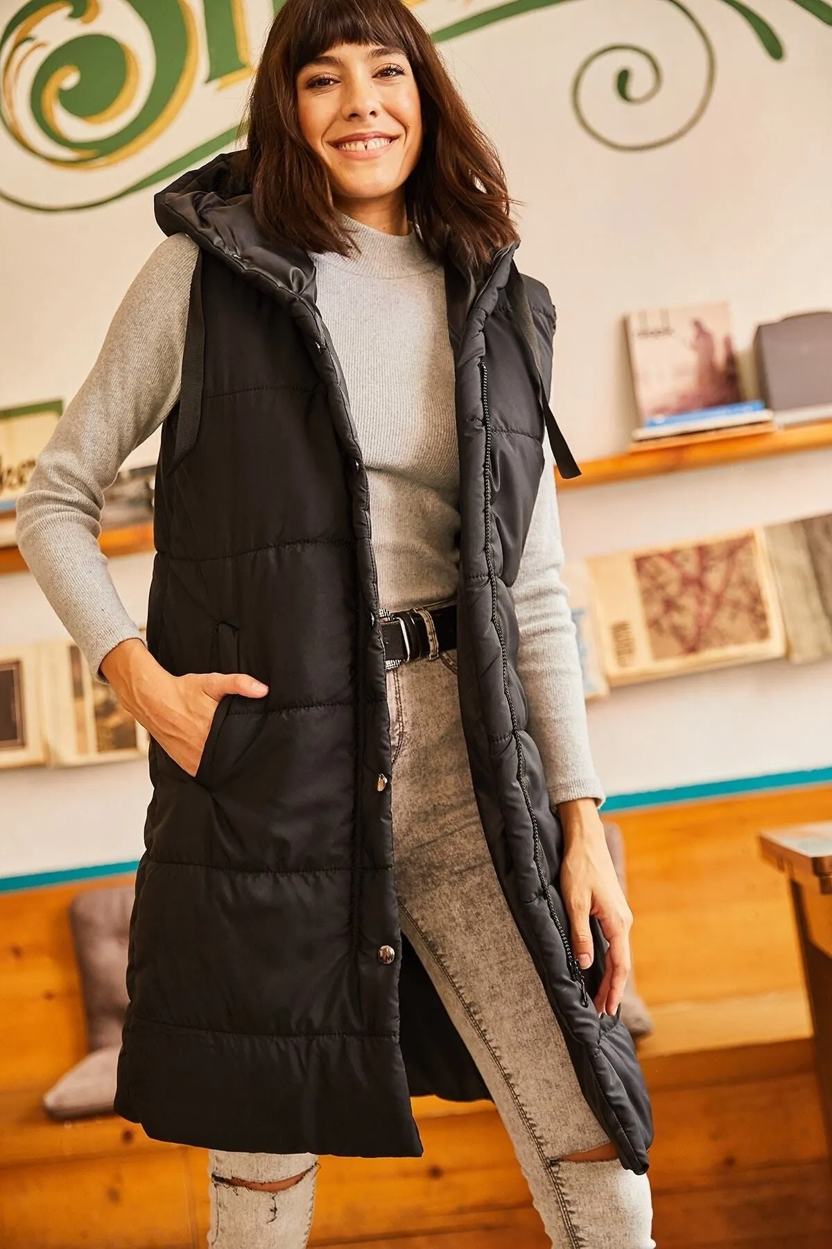 Olalook  Weste - Schwarz - Puffer