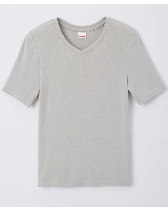 T-shirt col V fine côte Thermolactyl Sensitive, manches courtes