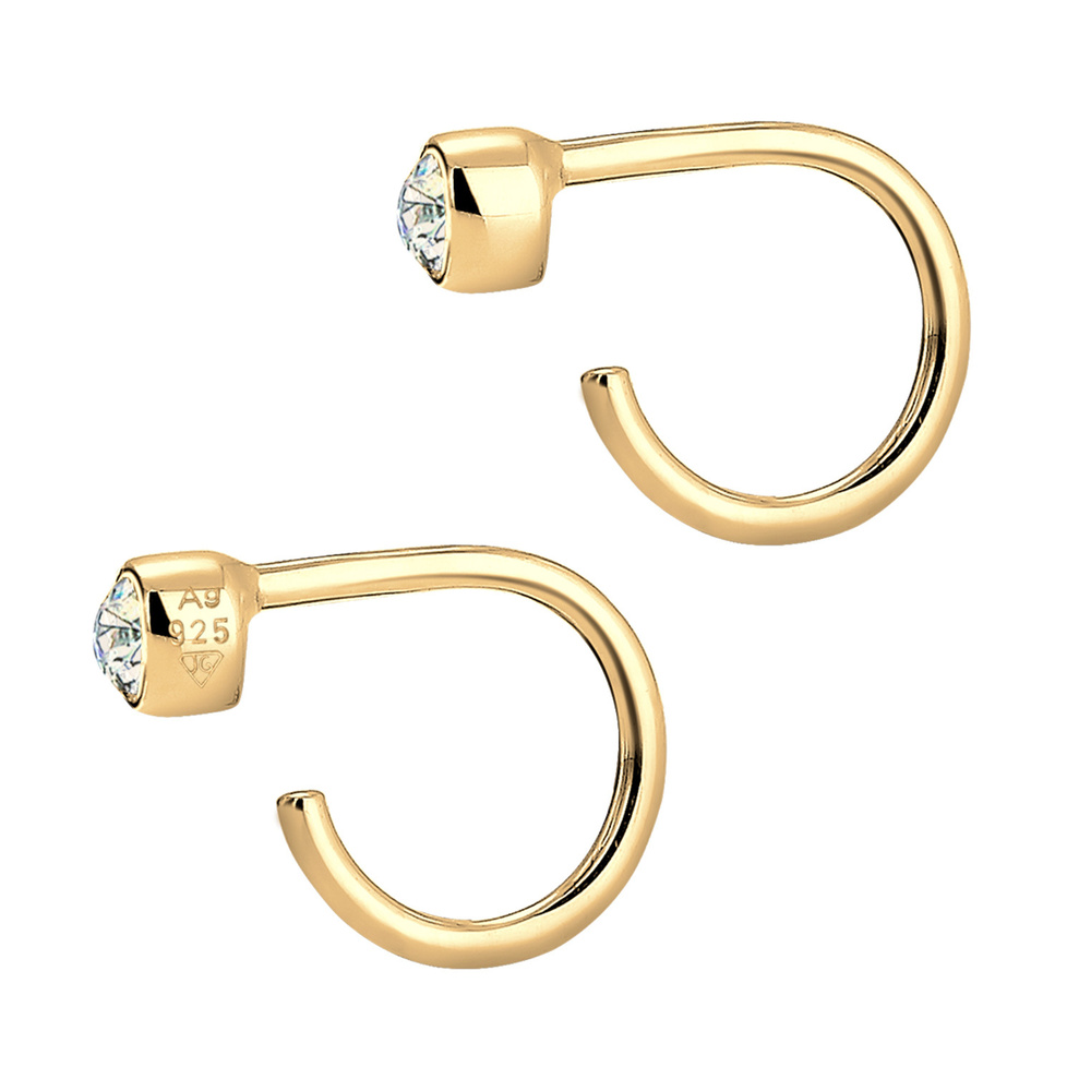 Elli Elli Boucles d'Oreilles Creole Geo Kristalle 925 Silber Cercle Boucles d'oreilles