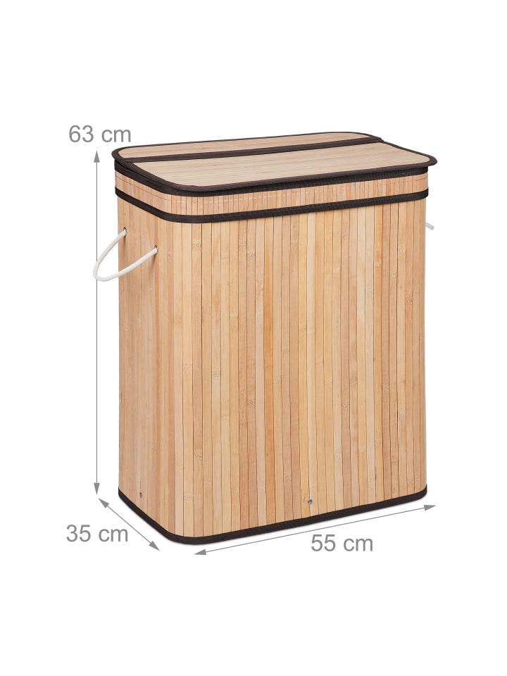 relaxdays Wäschesortierer in Natur - (B)55 x (H)63 x (T)35 cm günstig kaufen onesize