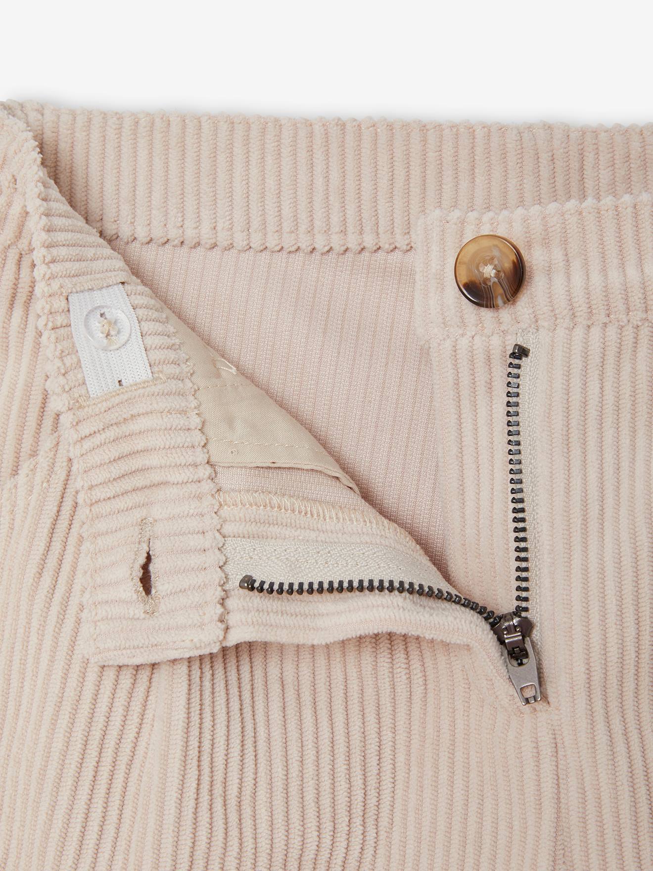 Short en velours côtelé fille beige poudré