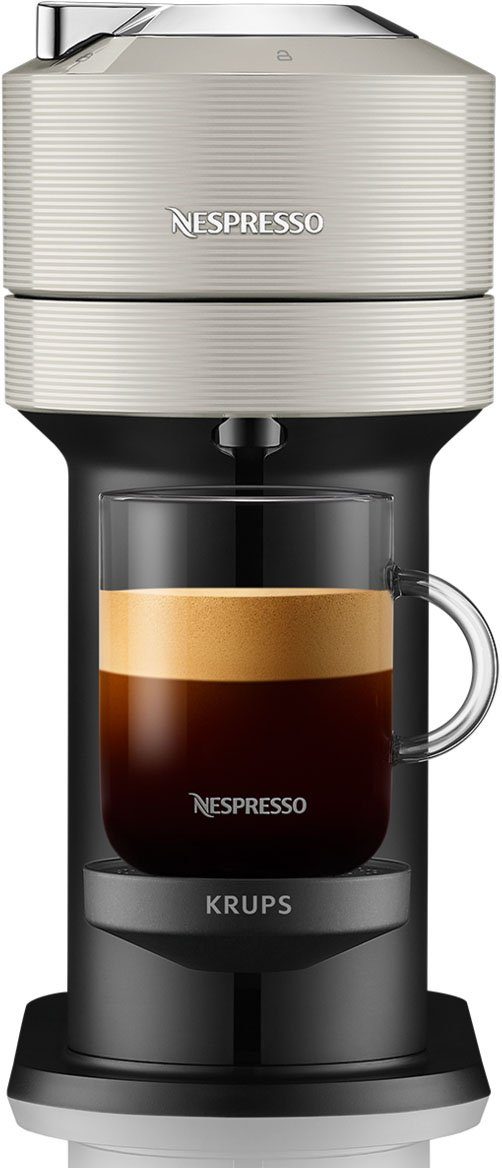 Nespresso Kapselmaschine Vertuo Next Basic XN910B von Krups, 54 % aus recyceltem Kunststoff, inkl. Willkommenspaket mit 12 Kapseln