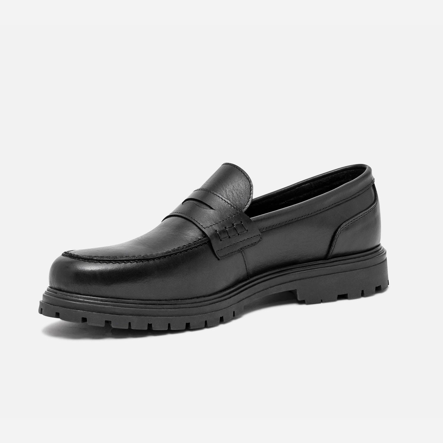 Mocassin éco-conçu noir en cuir