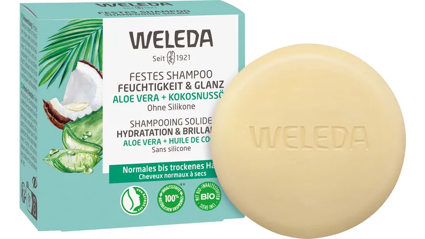 Weleda Festes Shampoo Feuchtigkeit & Glanz 50 g