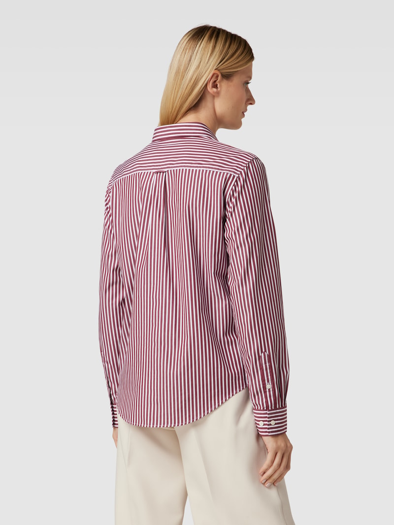 Bluse mit Streifenmuster Modell 'REG POPELINE' in bordeaux rot