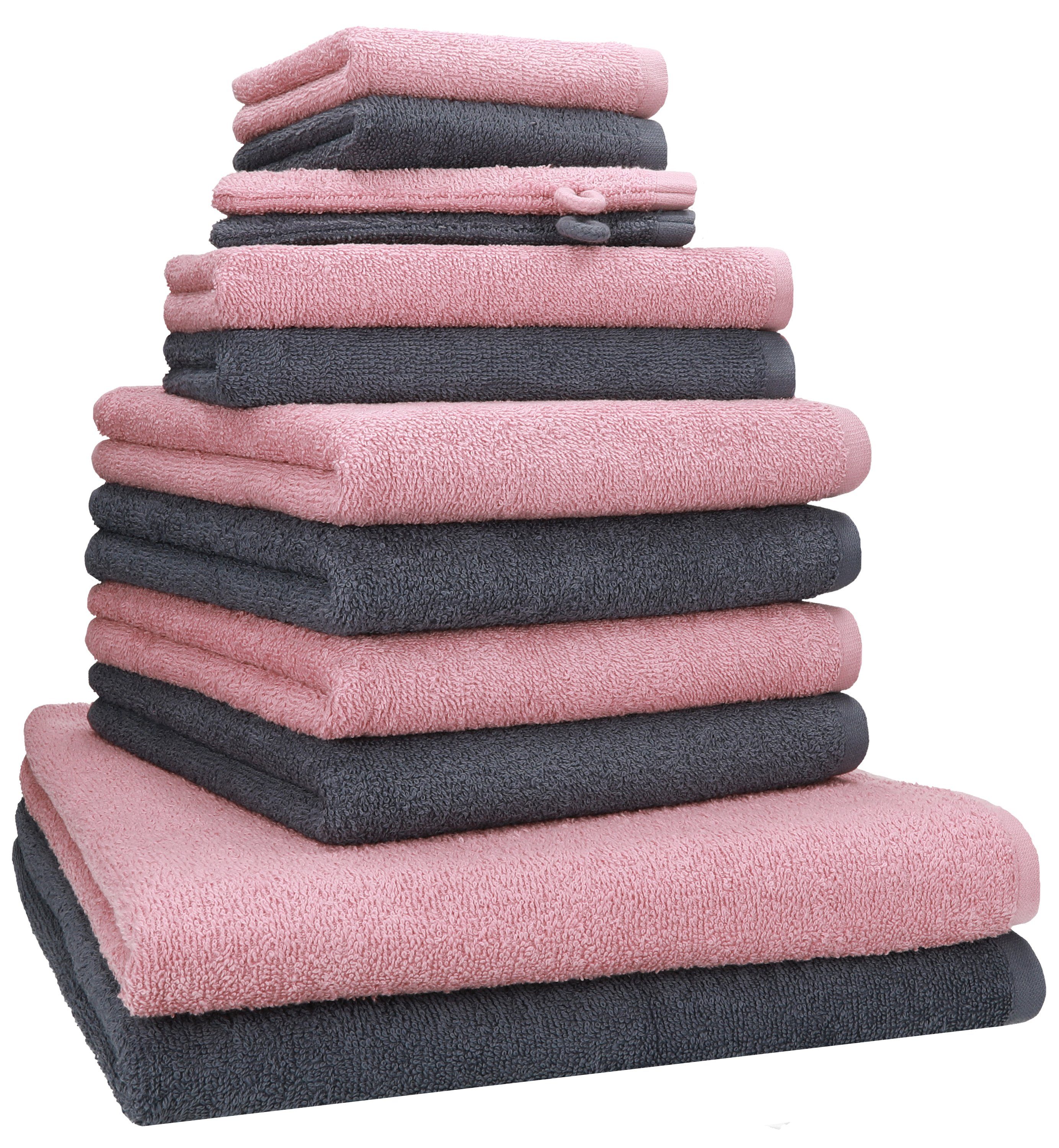 Betz Handtuch Set 12 TLG. Handtuch Set BERLIN Farbe lotus - dunkelgrau, 100% Baumwolle