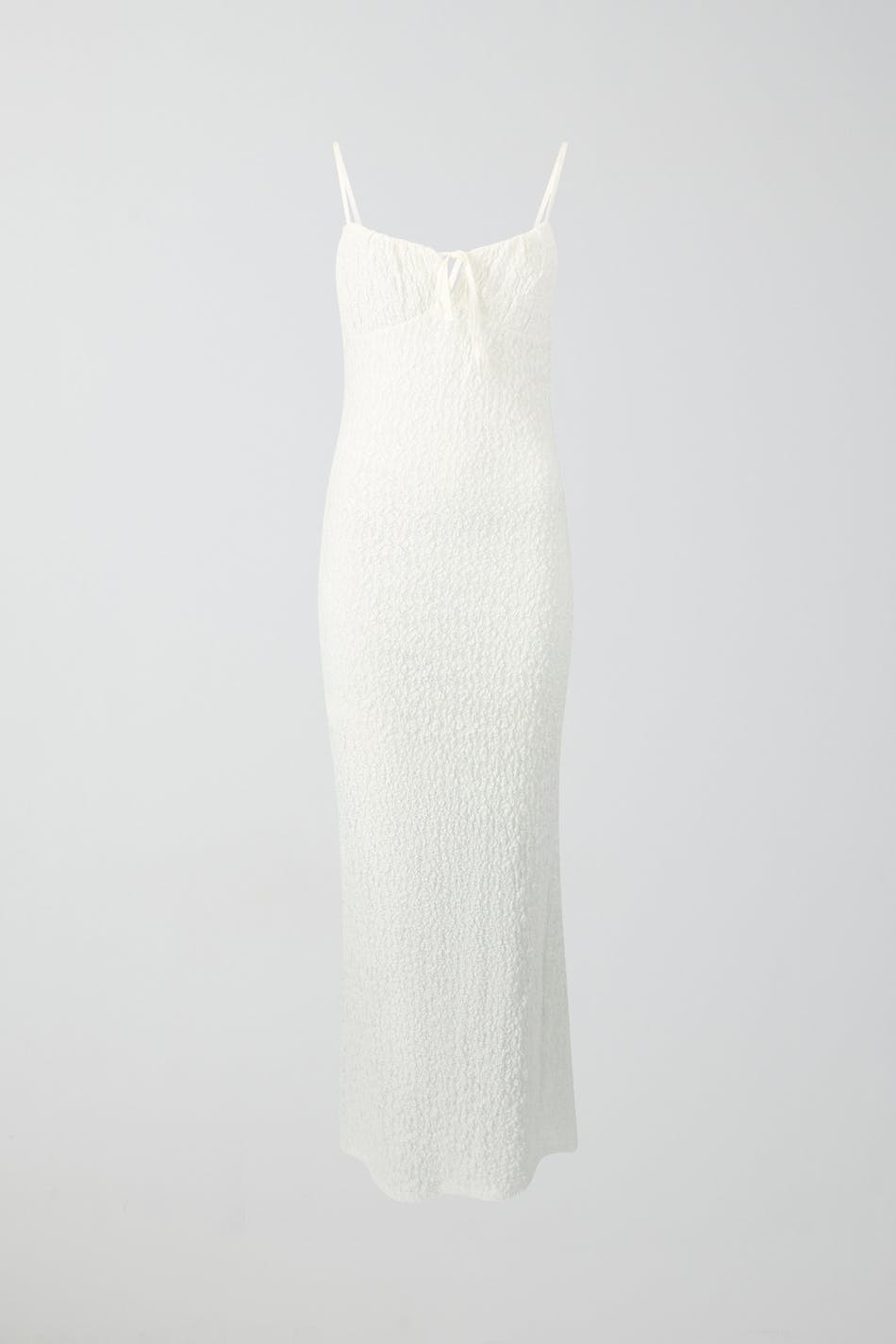 Gathered bust lace strap dress