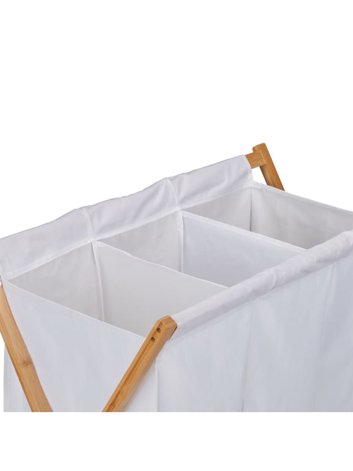 relaxdays Wäschekorb in Weiß/ Natur - (B)74 x (H)71 x (T)42 cm günstig kaufen onesize