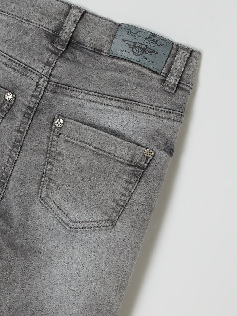 Cropped High Waist Jeans mit Stretch-Anteil in mittelgrau meliert