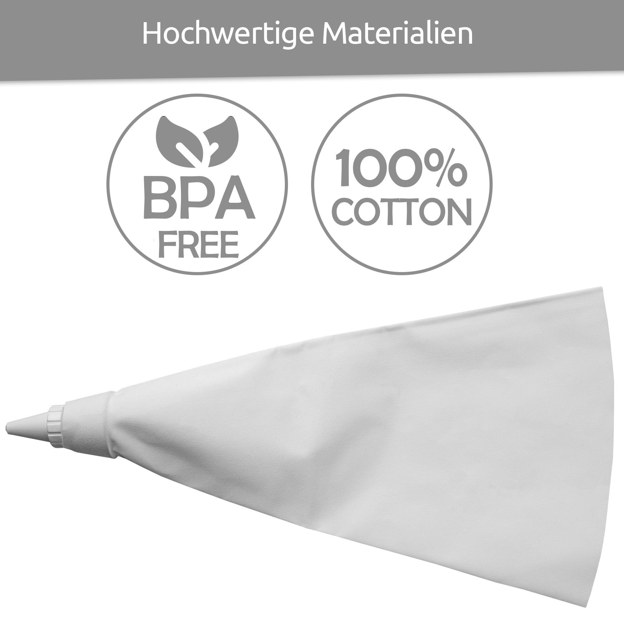 Wüllner + Kaiser Spritzbeutel Tortenspritze mit 6 Tüllen (7-tlg., Set) wiederverwendbarer, waschbarer Spritzsack aus Baumwolle