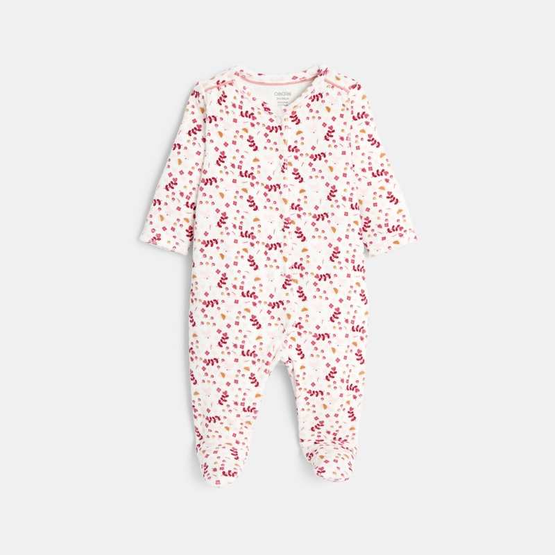 Dors-bien velours fleuri rose bébé fille