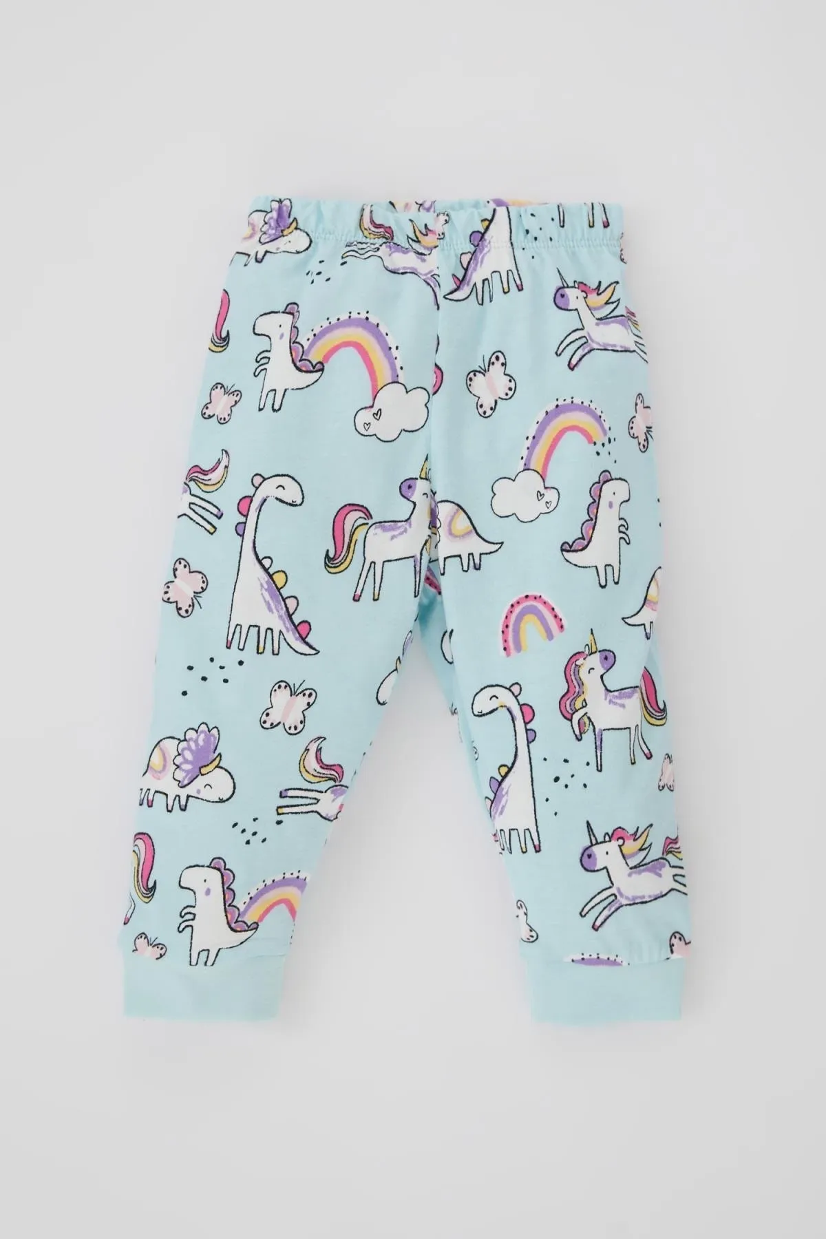 DeFacto  Langarm-Pyjama-Set aus gekämmter Baumwolle mit Dinosaurier-Aufdruck für Babys und Mädchen