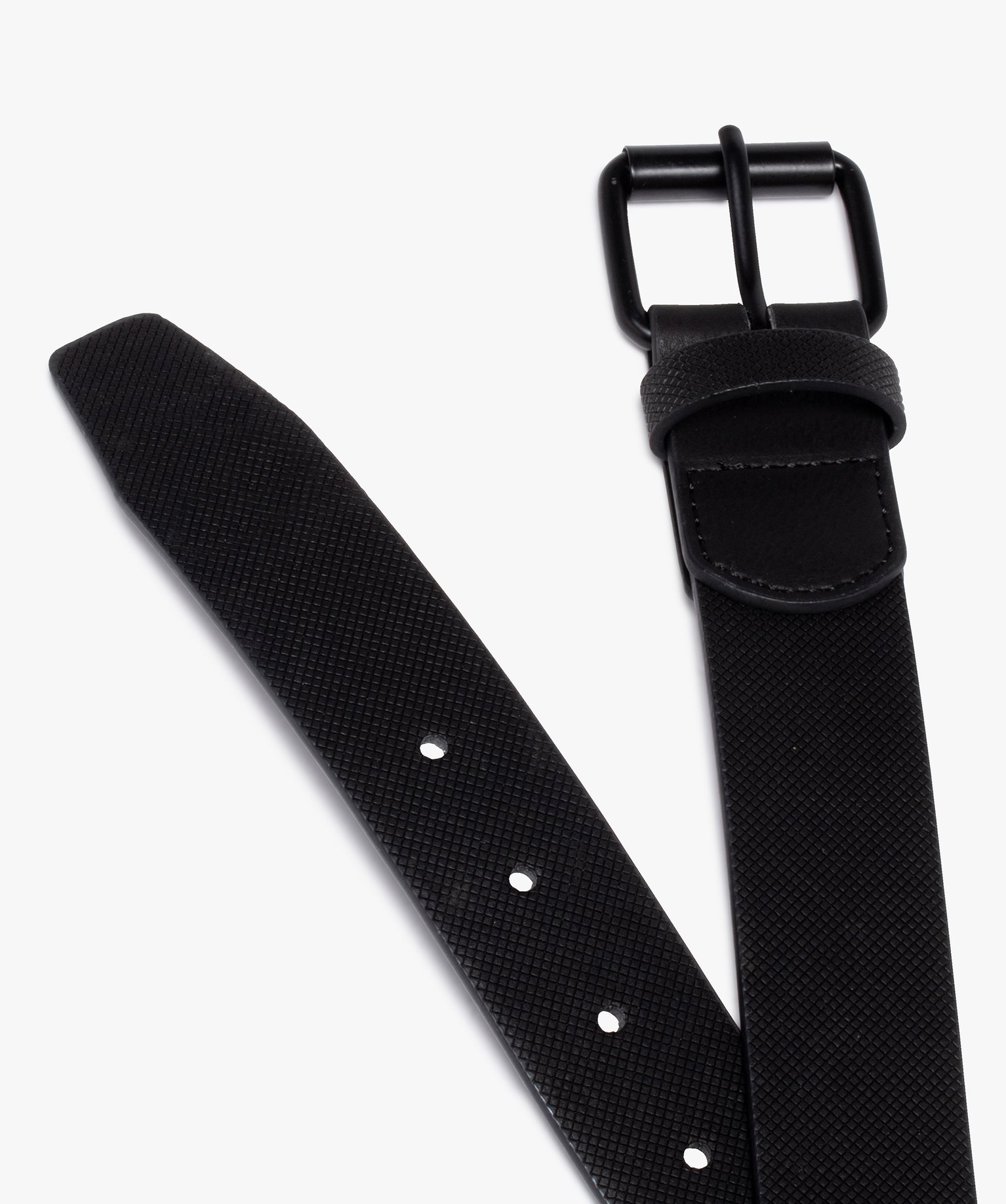 Ceinture homme en matière texturée avec boucle métal noir | GEMO