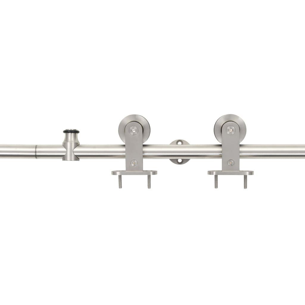 vidaXL Zimmertür Schiebetür-Beschlagsatz 183 cm Edelstahl Silbern