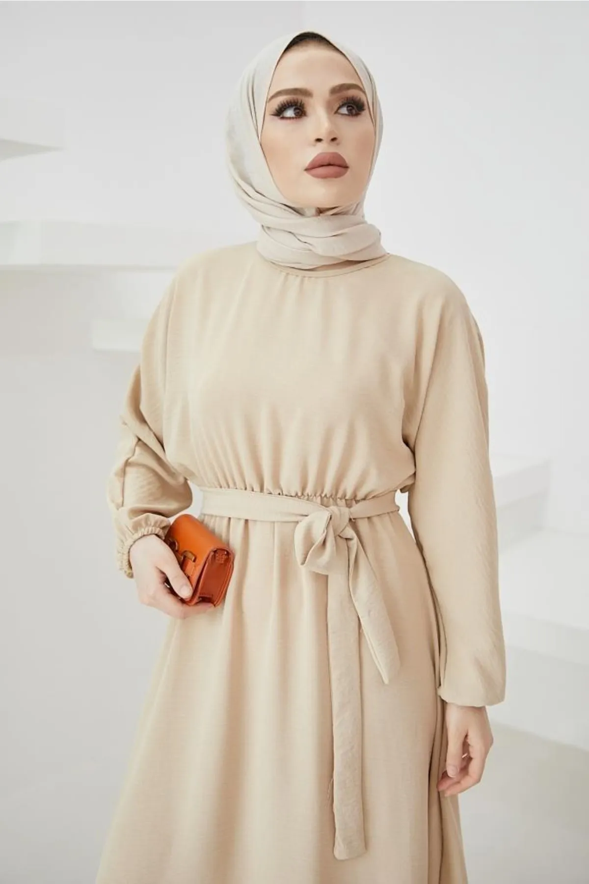 benguen  424-1aerobin Hijab-Kleid Stein