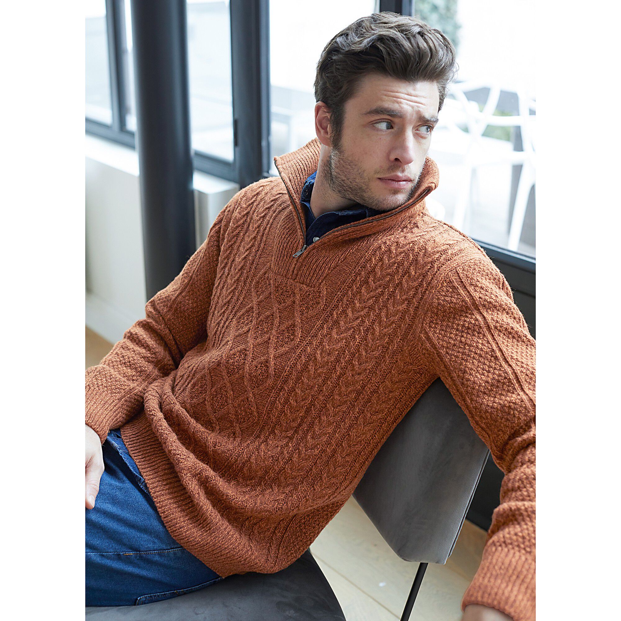 Pull col camionneur maille irlandaise