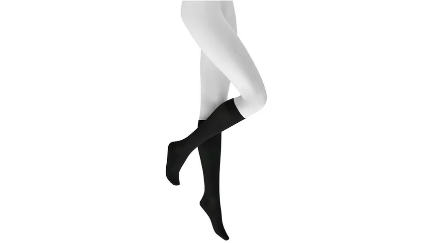KUNERT Damen Kniestrümpfe SENSUAL COTTON mit feinem Maschenbild black