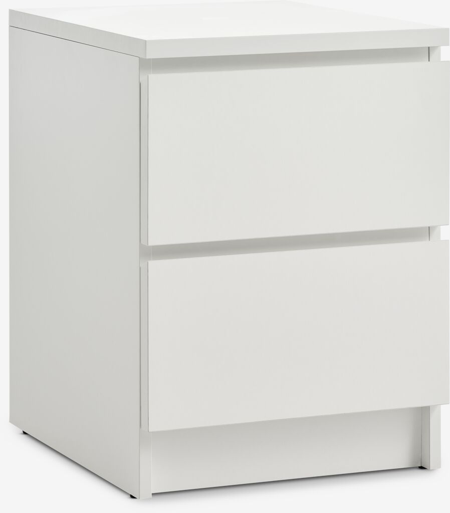 LIMFJORDEN LIMFJORDEN bedside table, 2 drawers, white
