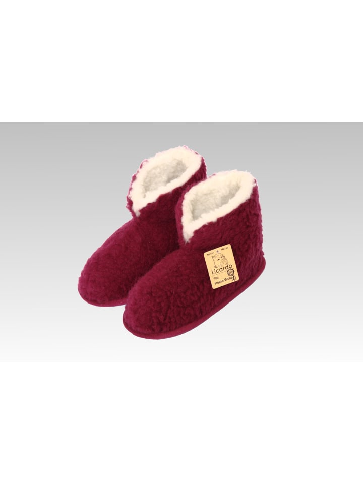 Linke Licardo Hausschuhe Boots Warmfutter in bordeaux günstig kaufen