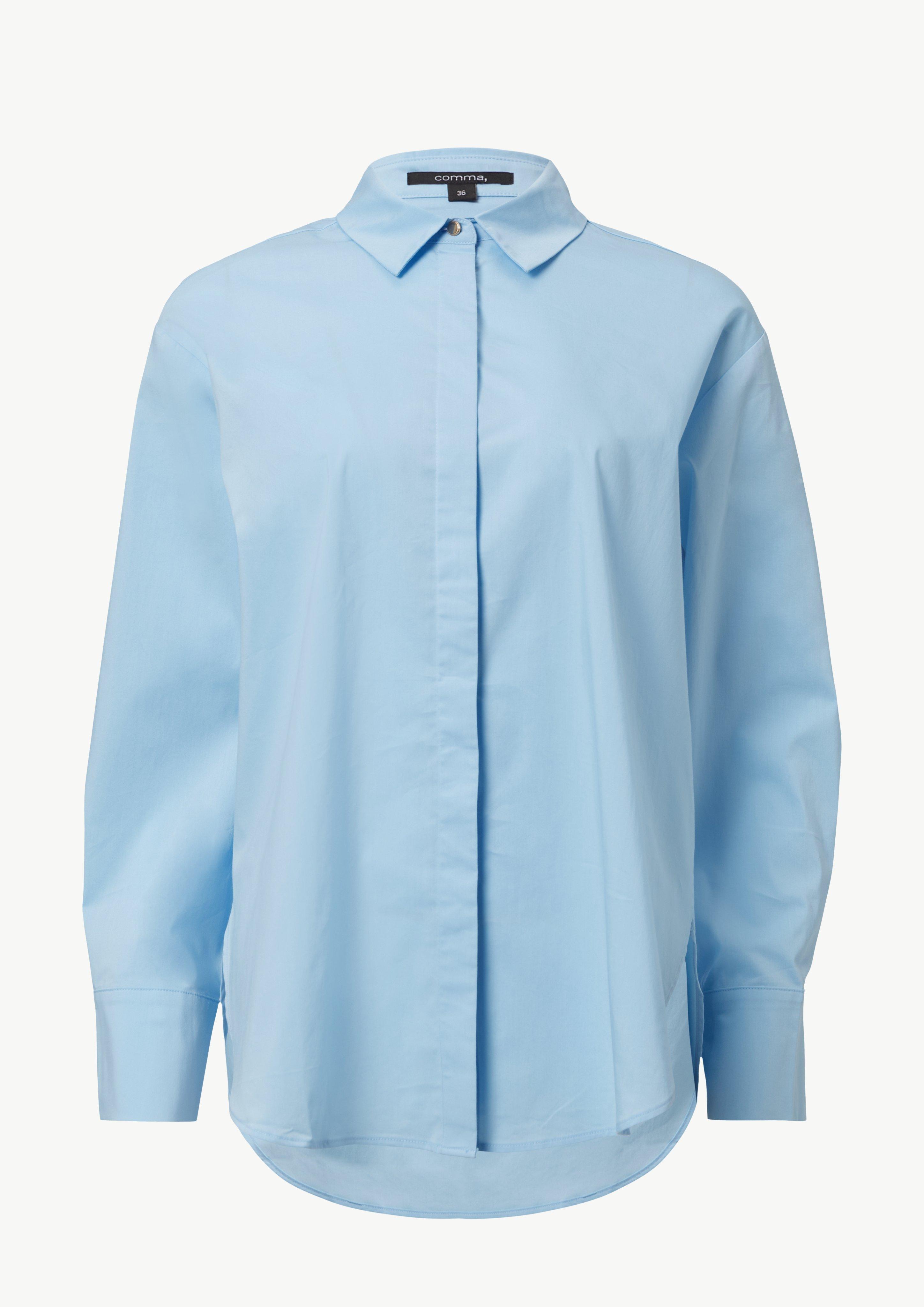 Oversized-Hemdbluse aus Popeline - hellblau
