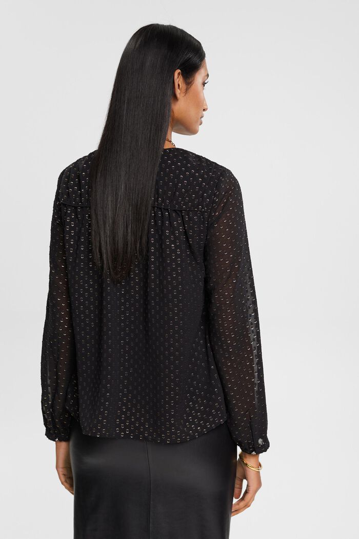 Bluse mit V-Ausschnitt und goldenem Glitter-Effekt
