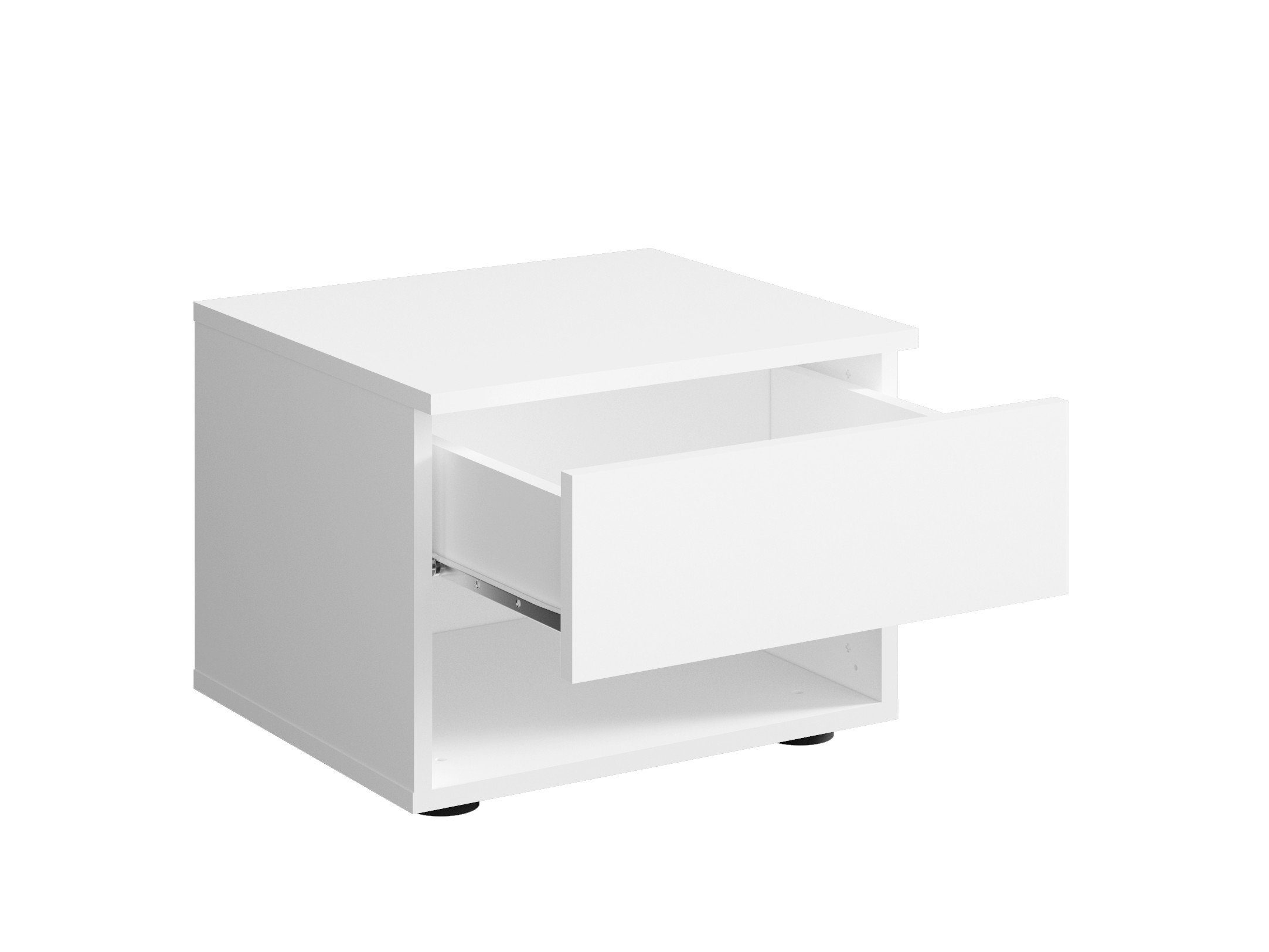 Möbel für Dich Komplettschlafzimmer Fino weiß, (5-teilig), Bett mit Schubladen, Schiebetürenschrank mit Spiegel, Kommode