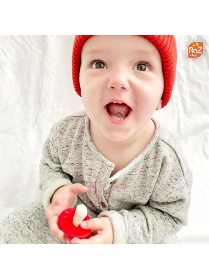 RaZbaby Beißringe 2er logopädisch Pilze für Babys 100% Silikon 3M  in Rosa günstig kaufen onesize