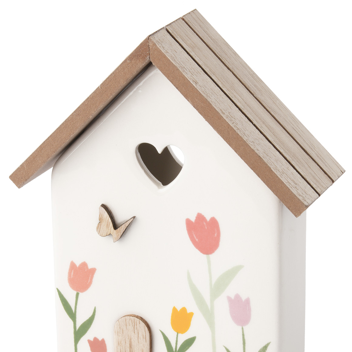 Kleiner Deko-Aufsteller Haus mit Blumen