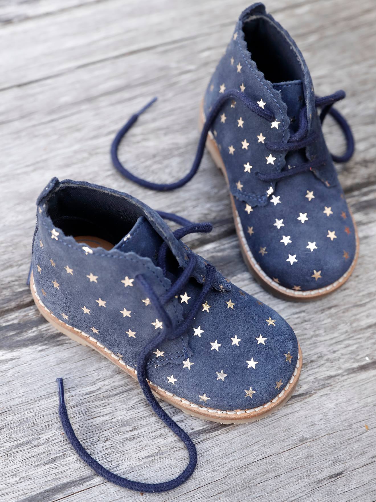 Vertbaudet Mädchen Baby Schnürboots - marine sterne