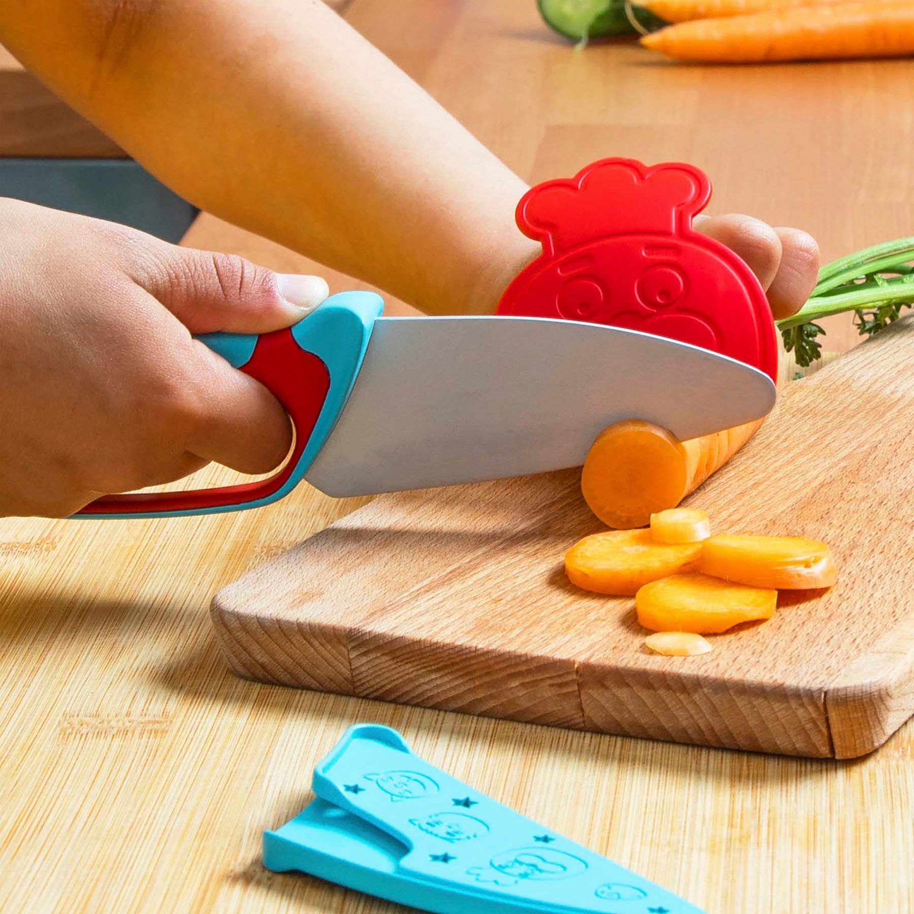 Chefclub Kinderkochmesser Messer für Kinder, blau/rot