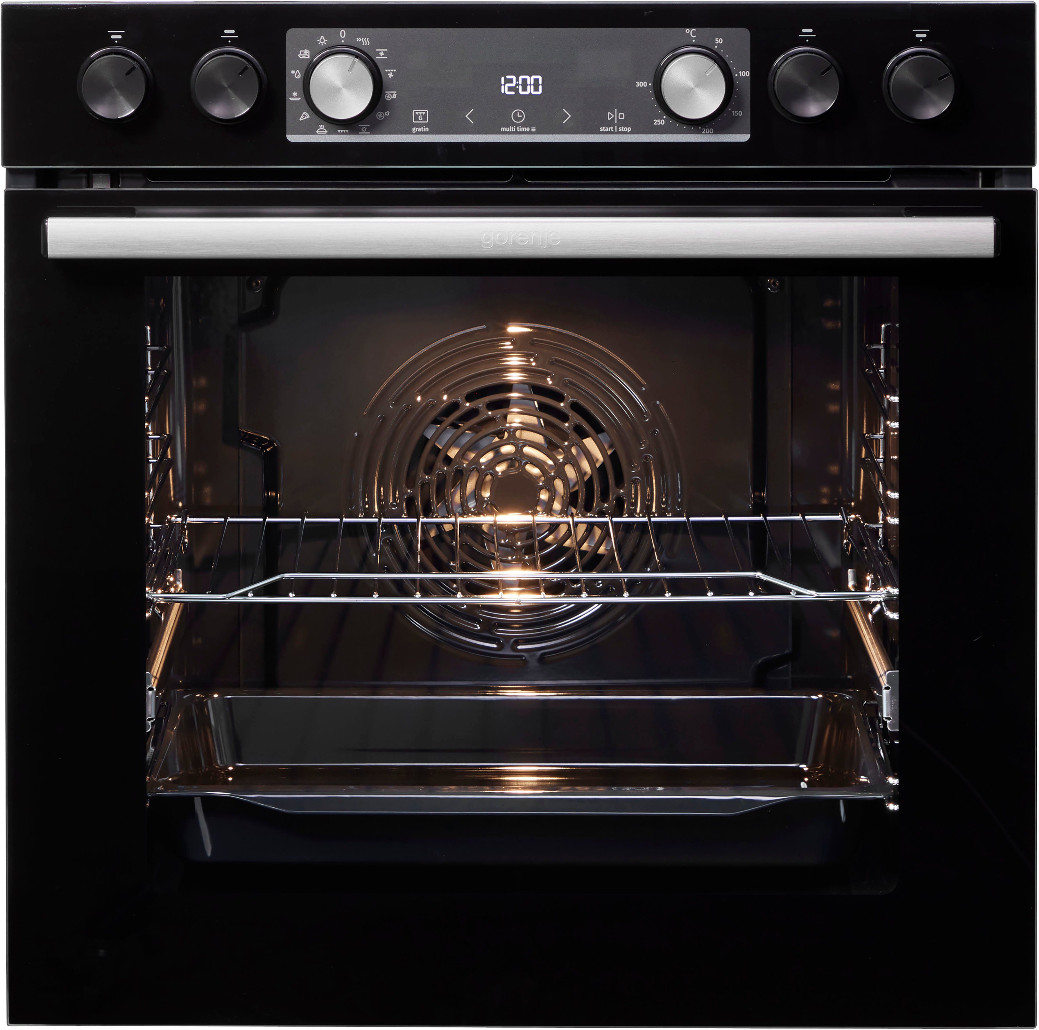 GORENJE Elektro-Herd-Set Black Set 4 Pyrolyse, mit 1-fach-Teleskopauszug, Pyrolyse-Selbstreinigung
