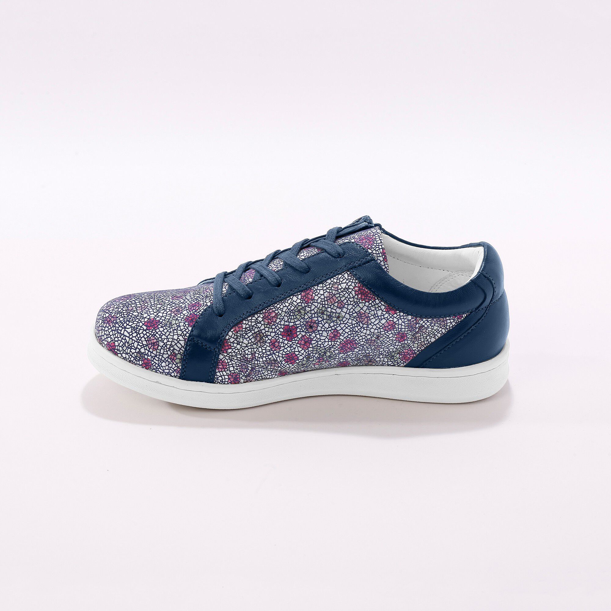 Tennis zippées imprimées en cuir